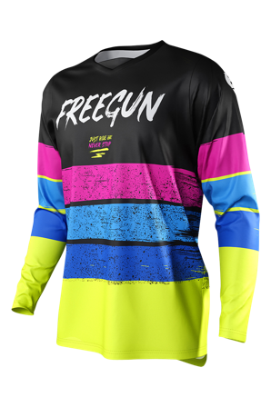 Maglia Cross Freegun Stripe Blu-Giallo Neon XL