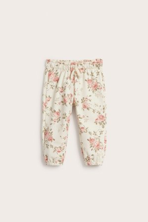 Newbie | Blommiga joggingbyxor | Ljusbeige