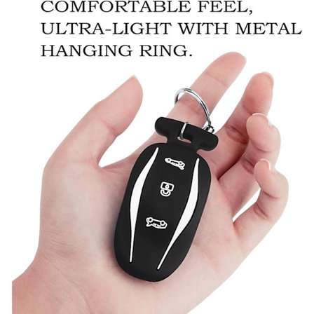 Nyckelringsskydd för Tesla Model X, silikonfodral för bilnycklar med nyckelring för Tesla Model