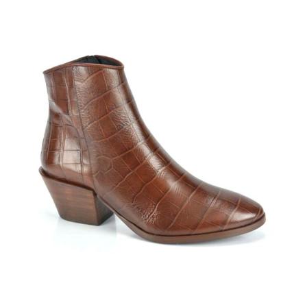 Jhay, Croco Botje DH. 5cm Bruin, Dames, Maat:37 EU