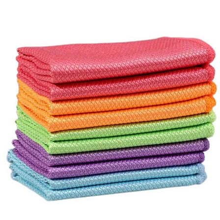 Multifunksjonelle rengjøringskluter med fiskeskjellmønster, mikrofiberkluter med tråd for polering av glass og tørking av oppvask [DB] Overlock 30 X 