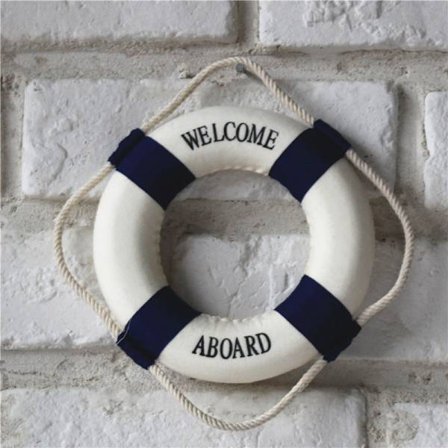 1 stk Velkommen ombord Nautical Life Buoy Ring Boat Wall Hangin