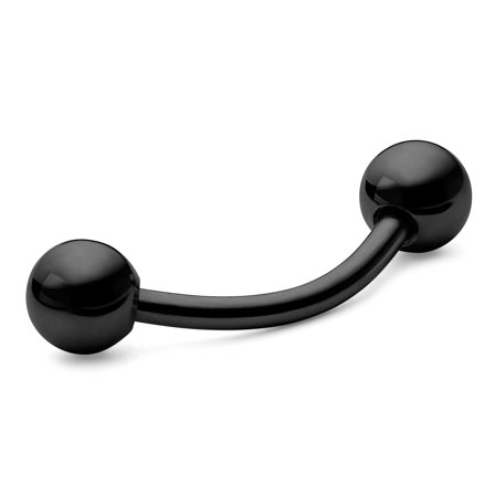 12 mm Curved Ball-Tipped Black Titanium Barbell for Men - Ear piercing jewellery