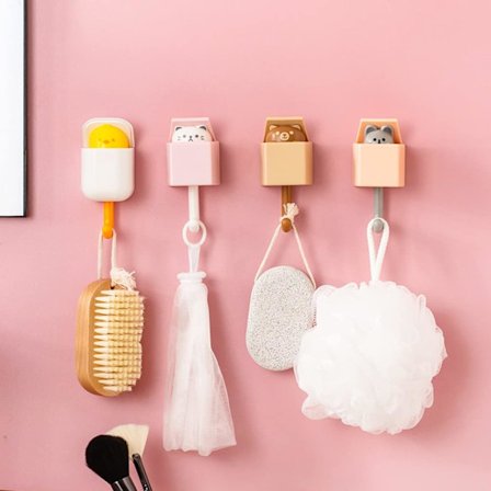 4 kpl söpöjä kissakoukkuja, itseliimautuvat seinäkoukut, kissa hiiri tipu karhu