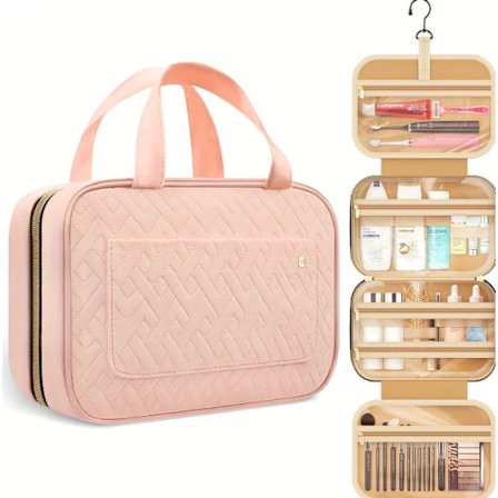 Hængende Toilettaske Rejse Stor Toilettaske Dame Makeup Taske Transparent til Beholdere i Fuld Størrelse, Rosa pink-tfrf pink