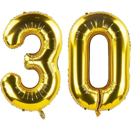 40 tum Guld 30 Nummer Jumbo Folie Mylar Helium Ballonger - Festdekoration Tillbehör Ballonger - Perfekt för 30-årsdag eller 30-årsjubileum