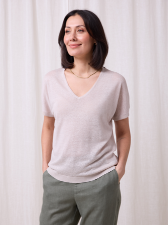 MATCH - Marie lintopp - Marie Philippe - Str. M - Dame - Gensere & Cardigans - Beige - 100% lin