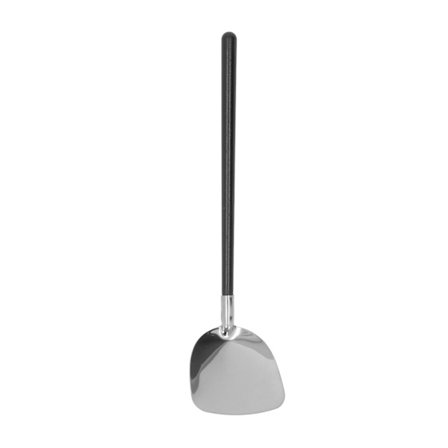 Varmebestandig varm grytesleiv i rustfritt stål med langt håndtak, svart spade