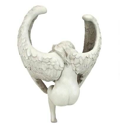 Den fortvilte engelen med lange vinger sittende statue Sorgfull engelfigur Minnesmerkegave Gravmonumenter