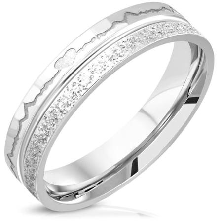 Ring Rostfritt stål 316L sandblästrad / Hjärtslag Stl 16,51