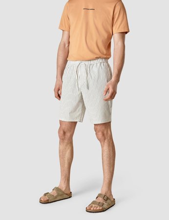 Shaping New Tomorrow - Tech Linen Elastic Shorts - Navy Pinstripe - Herre - 42/