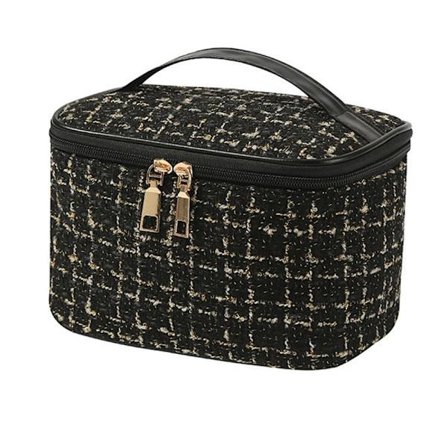 Bærbar kosmetiktaske, stor kapacitet, rejseopbevaringsetui, toilet tasker til kvinder, sort