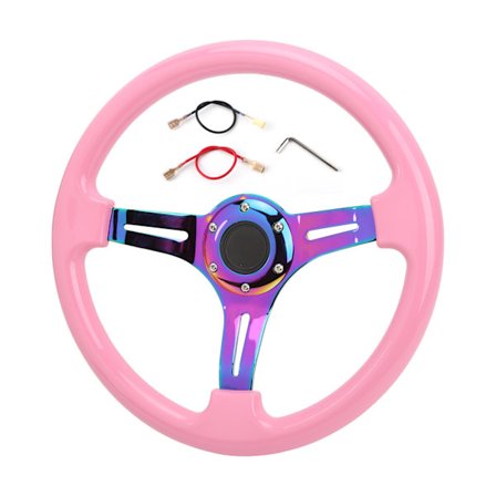 350mm/14in ABS ratt i rosa 6 hål universell racingratt bilmodifiering