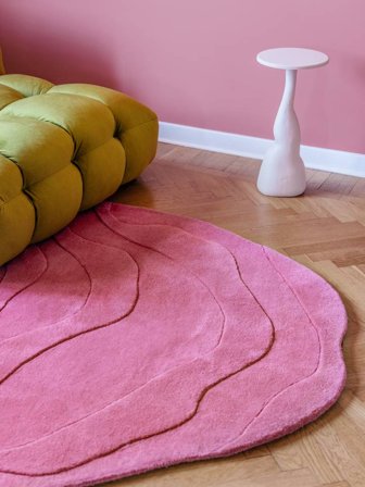 Petit Barba Tapis - Rose Ø 150 Laine, Dans Un Style Moderne