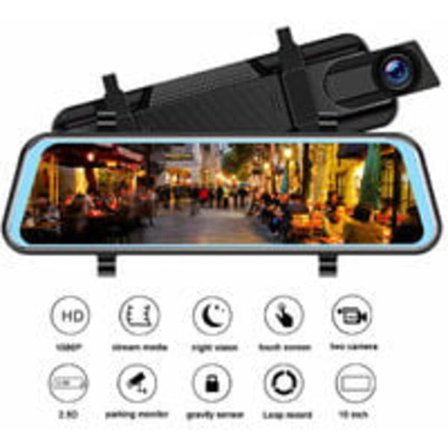 1 stykke bakspeil og ryggekamera 10 dashcam med