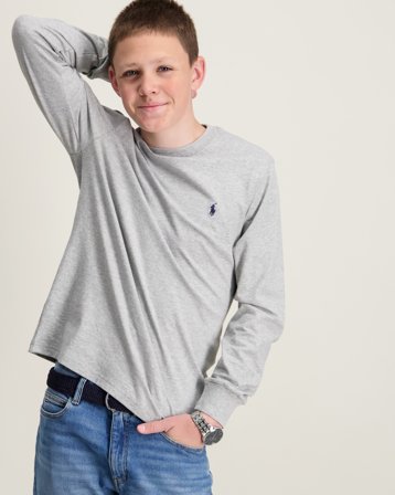 Polo Ralph Lauren Cotton Jersey Long-Sleeve Tee Grå T-shirts Kille - Kids Brand Store