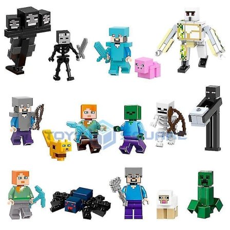 The Steve Alex Villager Skeleton Enderman Action Figures Model Building Blocks Bricks Set Gifts Toys For Children
