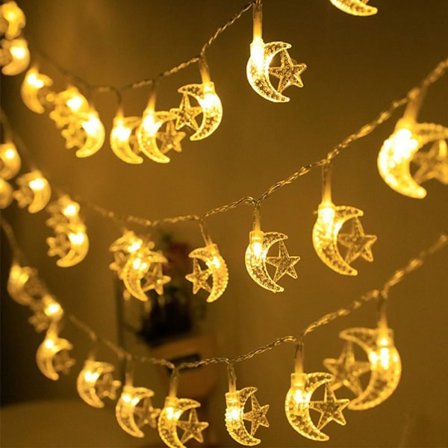 Mordely 1,5m 10 LE Moon Star castle Light Eid Mubarak Ramadan Moon