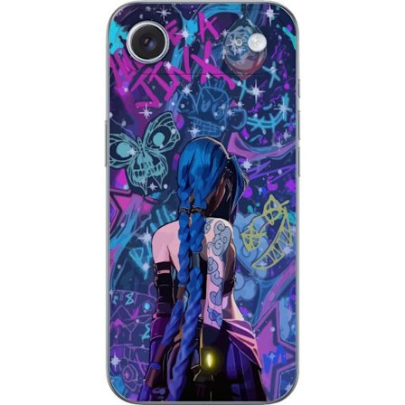 Yhteensopiva Puhelinkuori Apple Apple iPhone 17 Air Värikäs graffitipiirros, jossa on sinisellä hiuksilla varustettu hahmo kaupunkimaisessa neon-ty