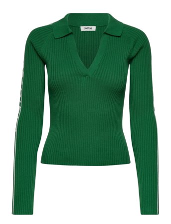 Monki Knitted Collar Top - Green - S