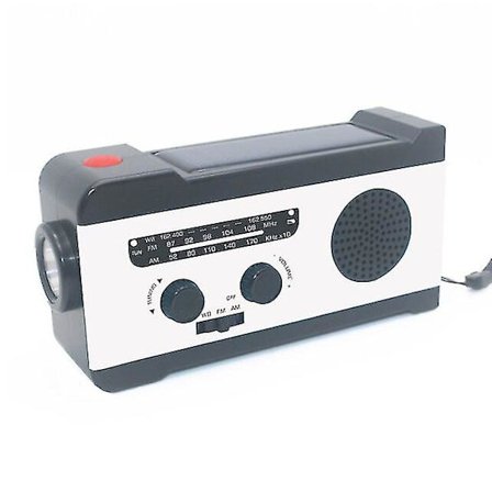 Multifunktionel solcelledrevet håndsving AM/FM/WB nødradio