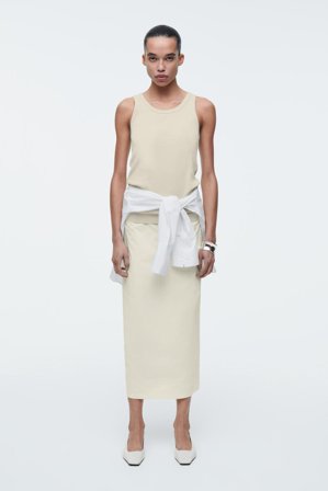 COS Women's Camiseta De Tirantes De Canalé in Verde