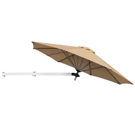 COSTWAY 247 cm Vægmonteret Cantilever parasol, med justerbar stang, udluftning, til have, altan, gård, cafe, gårdhave, beige