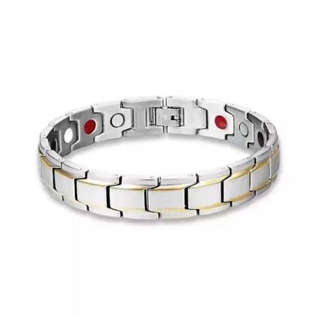Populært aftageligt magnetarmbånd europæisk og amerikansk herresundhed magnetarmbånd magnetisk armbånd Silver and Gold