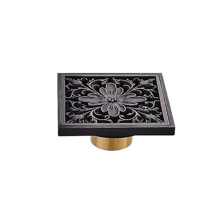 Golvbrunn i Koppar, 10x10cm, Svart, Antik Design, Luktsäker, Scrollsqy