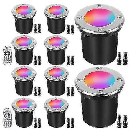 10W Landskapsbelysning RGBW Lavspenning Landskapslys Fargeskiftende, 12-24V Flerfarget i bakken Lys IP67 Kompatibel med Hage