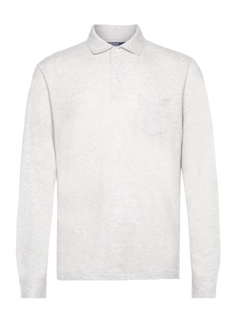 Custom Slim Cotton-Linen Oxford Polo Tops Polos Long-sleeved Grey Polo Ralph Lauren