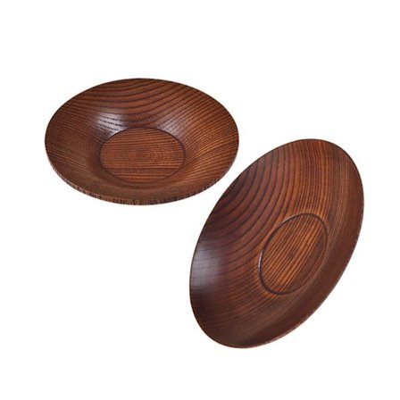 2-pack runda trätallrikar set snacks tallrikar salladstallrikar trämiddagstallrikar