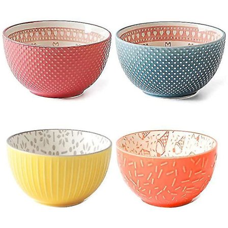 Sett med 4 Kornboller Dessert Snack Porselen 300ml Kapasitet