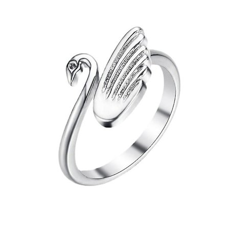 Svan Stickning Virkning Ögla Ring Svan Öppna Fingerringar Snabbare Stickning Smycken