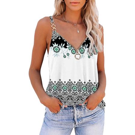Ärmlösa Linnen För Kvinnor Med Dragkedja T-shirts