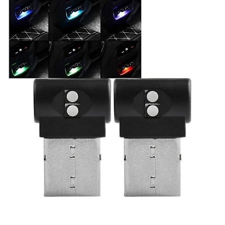 USB-bilbelysning, Mini 7 farger knappkontroll LED-modellering interiørlys for biler, bærbare datamaskiner, USB-kontakter, nattlys og ekstra USB-