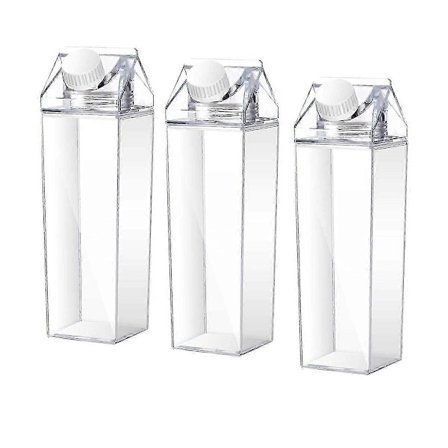 3 st 1000ml Mjölk Vattenflaska Fyrkantig Plast Kaffe Mjölkflaska-Bra