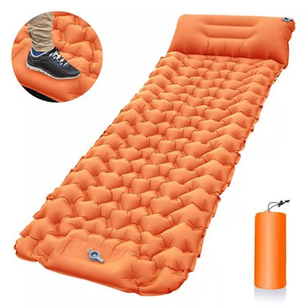 Selvoppblåsende Campingmadrass: Tykk Lett Enkel Campingmadrass Oppblåsbar og Festbar Dobbel Campingmatte og Kompakt Oppblåsbarb{qw} orange color