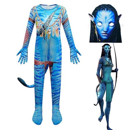 Avatar Waterways Alien Costume Set, Cosplay Costume Dark Blue Woman 120cm Light blue female 150cm