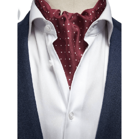 John Henric Silk Double Pointed Ascot Dot Kostymtillbehör Herr Röd ONESIZE