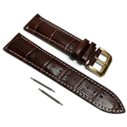 Äkta Läder Vattentätt Klockarmband i 16mm m 2 sprintar . Brun