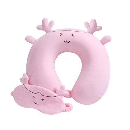 Mørk rosa nakkepute for barn på fly, bil, tog - Memory Foam for voksne