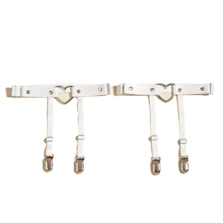 Dame strømpebånd med hjerte spænde dekoration, dame PU læder krop kæde dekoration strømpe klip, sexet dekoration benring