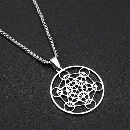 Ruostomaton teräs Arkkienkeli Metatron Kuutio Kaulakoru Ketju Naisille Miehille Pyhä Okkultinen Amuletti Riippukorut Korut Jooga Meditaatio [GGL] 