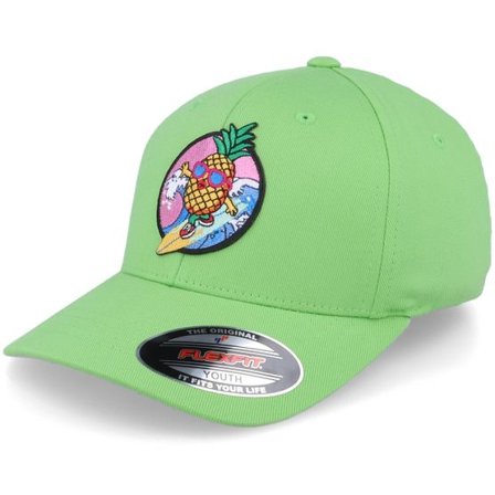 Kiddo Cap - Grön flexfit Keps - Kids Pineapple Surfer Summer Green Flexfit @ Hatstore