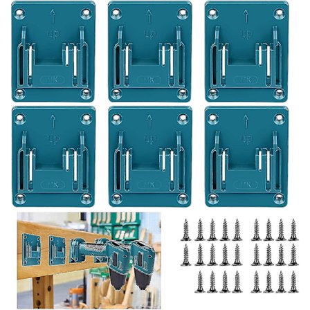 Seinäkiinnitettävä työkaluteline Makita/Dewalt Miwatch - 6 kpl 14-18 V sähkötyökalujen poraustyökalujen pidike konepidike työpajan säilytys