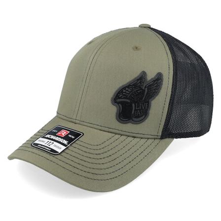 Born To Ride - Vert trucker Casquette - Live Fast Helmet Black Patch Loden/Black Trucker @ Hatstore
