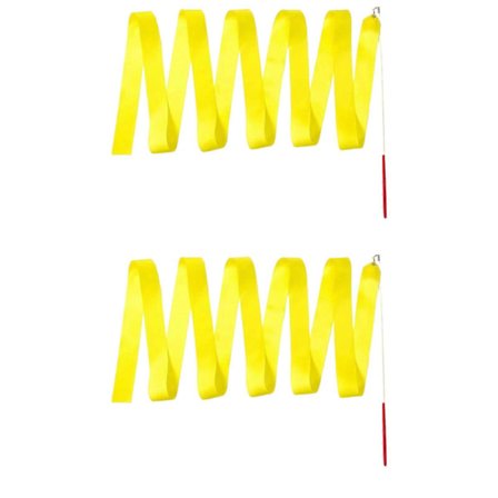 2 meter färgglatt gymband med snurrande pinne, bandstav för konstnärlig dans, dansband, gymnastikband för barn, rosenrött