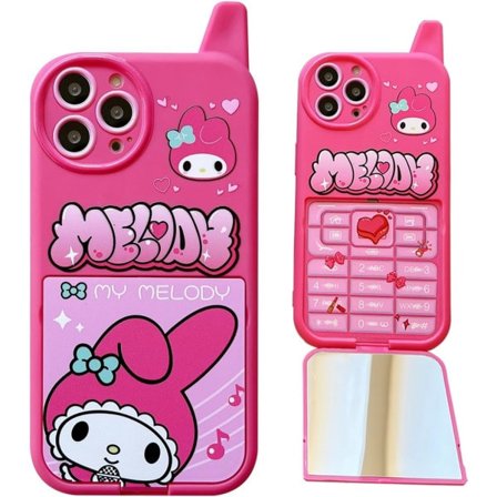 IC Piirretty Kotelo iPhone 12 pro:lle, Retro Kawaii Söpö puhelimen kotelo peilillä Pehmeä iskunkestävä TPU-kotelo tytöille lapsille teineille (
