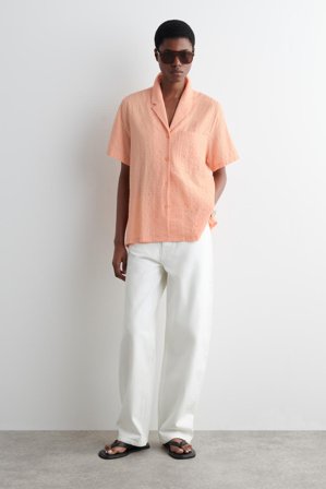 COS Women's Camicia Resort Con Texture in Arancione